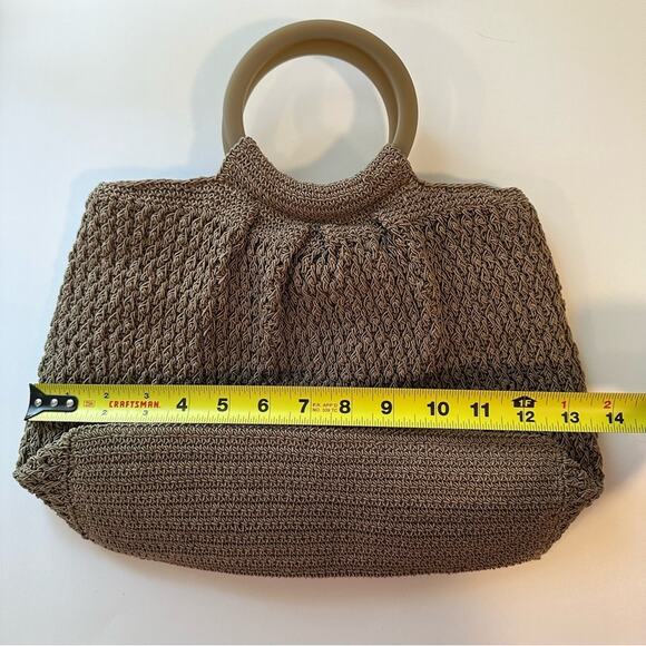 Liz Claiborne Vintage Macrame Boho Hippie Staple Crochet Tote Handbag Purse - Picture 3 of 7